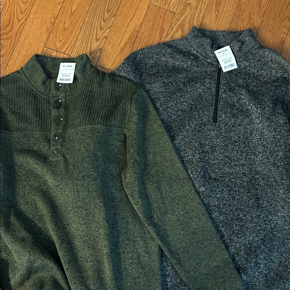Sonoma Men's Green and Gray Zip-Up Sweater Duo